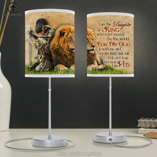 Warrior Woman And Lion I Am The Daughter Of A King Who Is Not Moved By The World Lamp Art Table Lamp - Christian Lamp Art Decor
