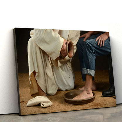 Washing Feet Jug Servant - Jesus Canvas Wall Art - Christian Wall Art