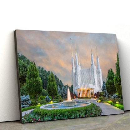 Washington Dc Temple Fountains Canvas Wall Art - Jesus Christ Picture - Canvas Christian Wall Art
