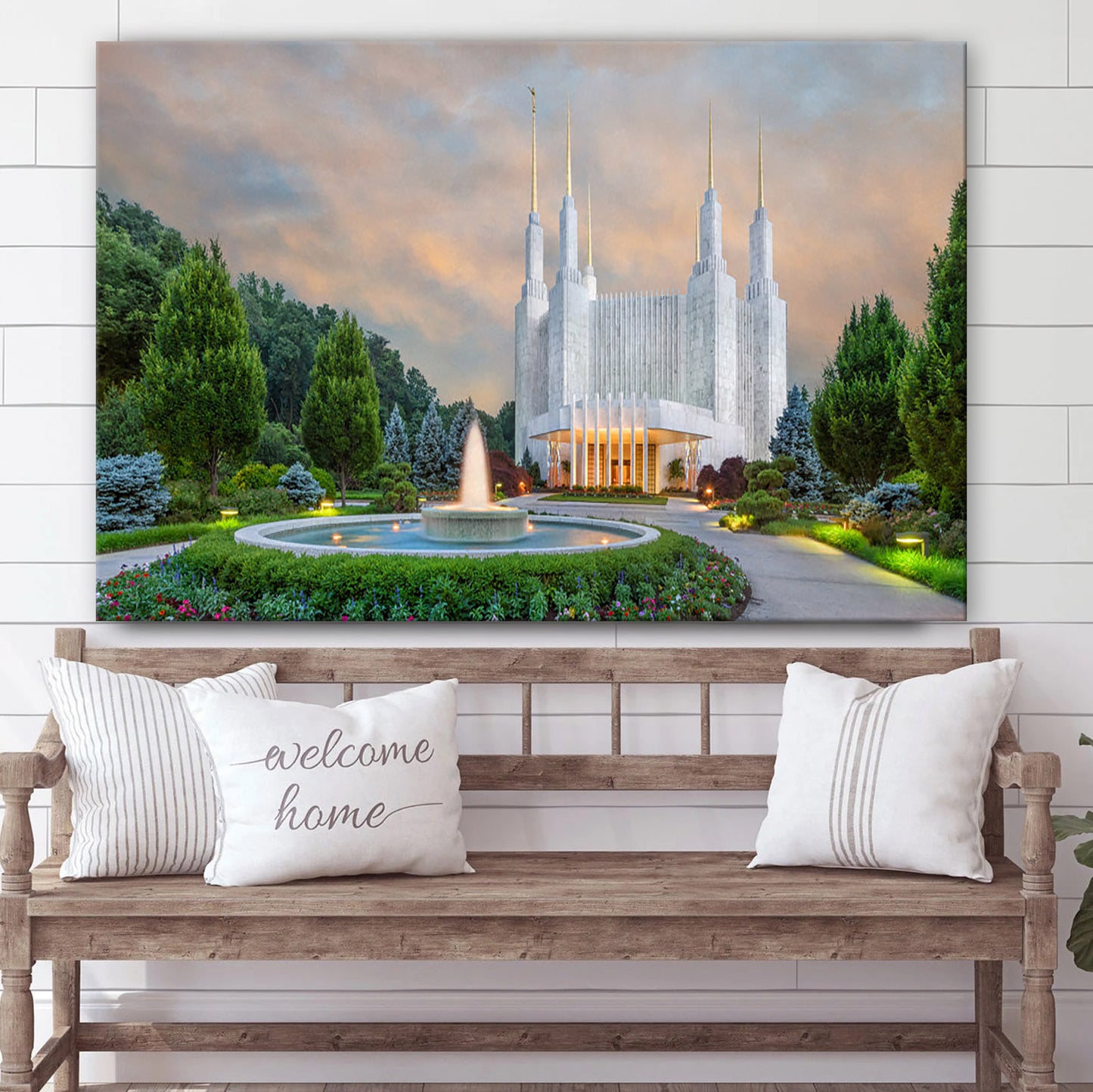 Washington Dc Temple Fountains Canvas Wall Art - Jesus Christ Picture - Canvas Christian Wall Art