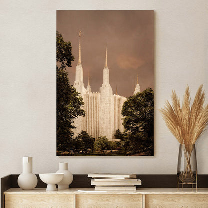 Washington Dc Temple Sepia Canvas Pictures - Jesus Canvas Art - Christian Wall Art