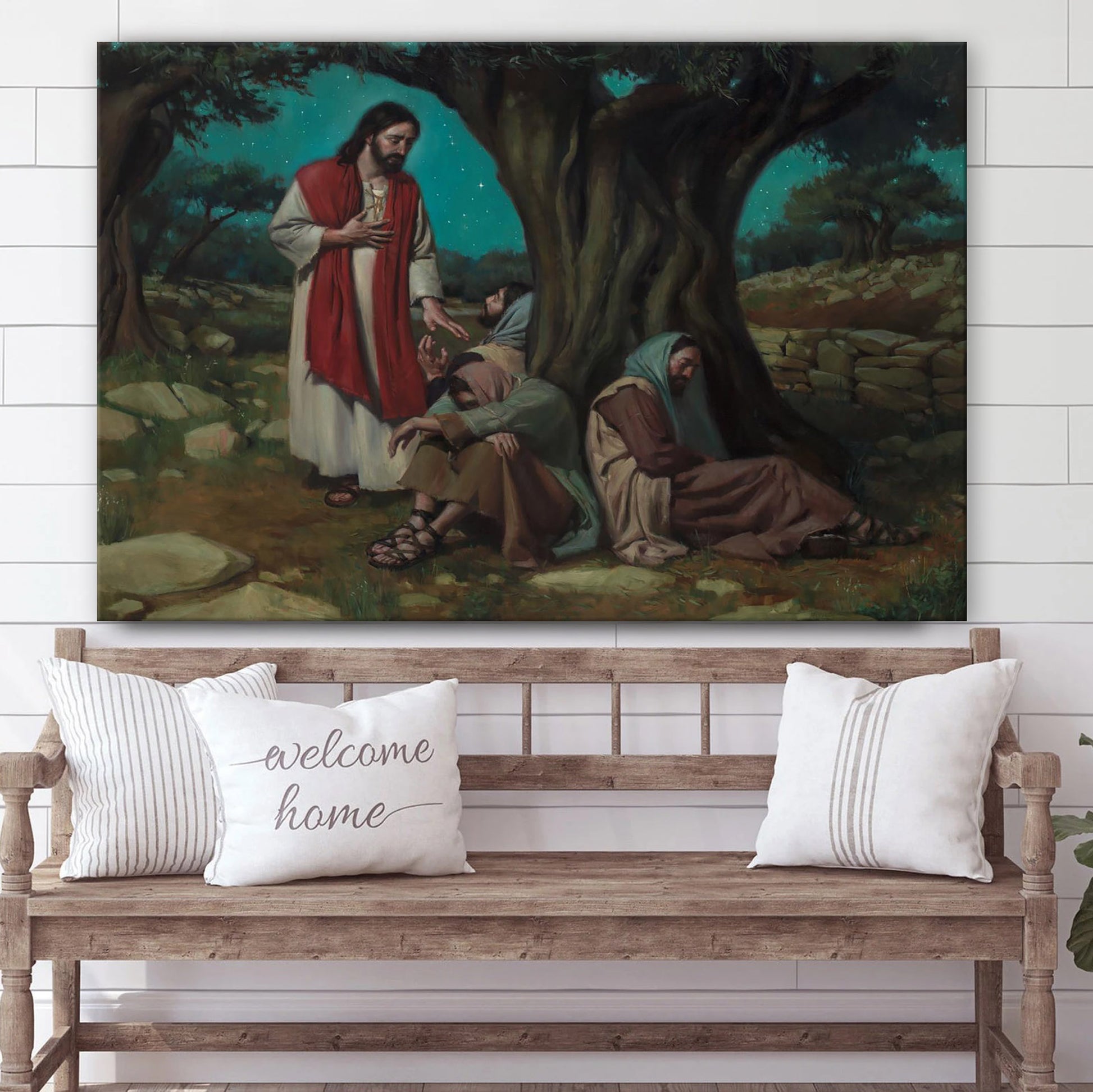 Watch With Me Canvas Wall Art - Jesus Picture - Christian Wall Decor