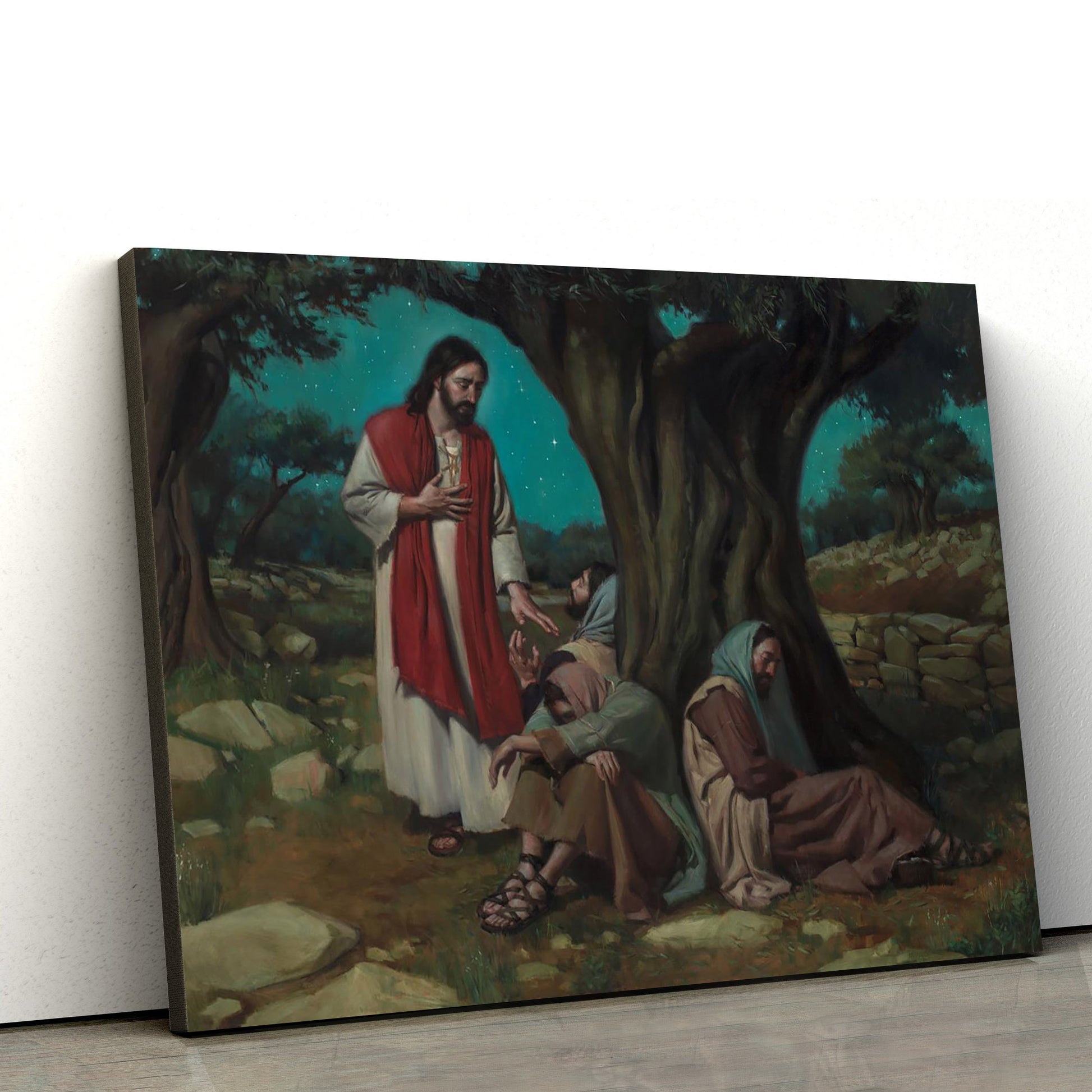 Watch With Me Canvas Wall Art - Jesus Picture - Christian Wall Decor