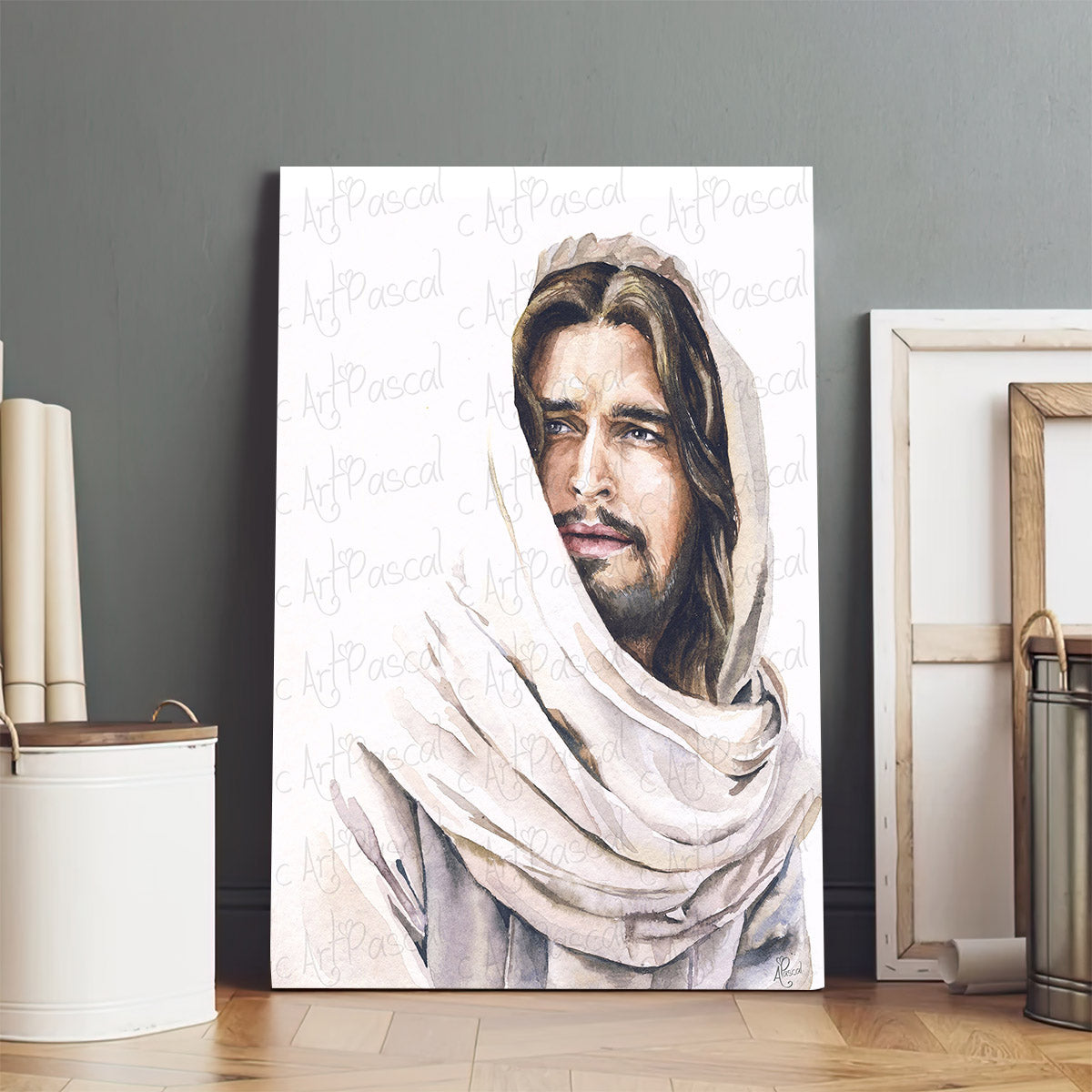 Watercolor Jesus Christ Portrait Jesus Art Christ Painting - Jesus Canvas Art - Christian Wall Canvas