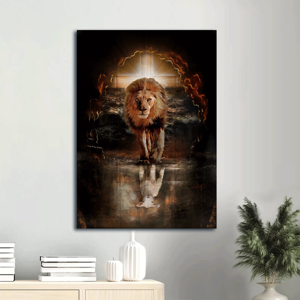 Watercolor Lion King Of Kings White Lamb Infinite Halo Christian Canvas Wall Art - Christian Gift