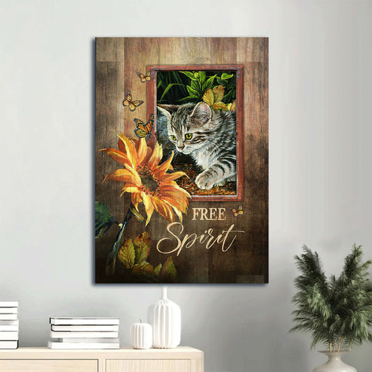 Watercolor Sunflower Butterfly Free Spirit Canvas Wall Art - Christian Gift
