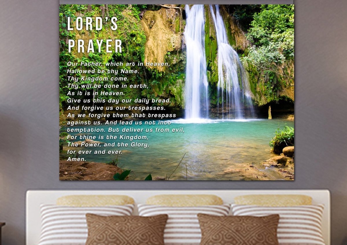 Waterfalls & The Lords Prayer Wall Art - Christian Canvas Wall Art