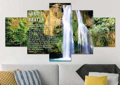Waterfalls & The Lords Prayer Wall Art - Christian Canvas Wall Art