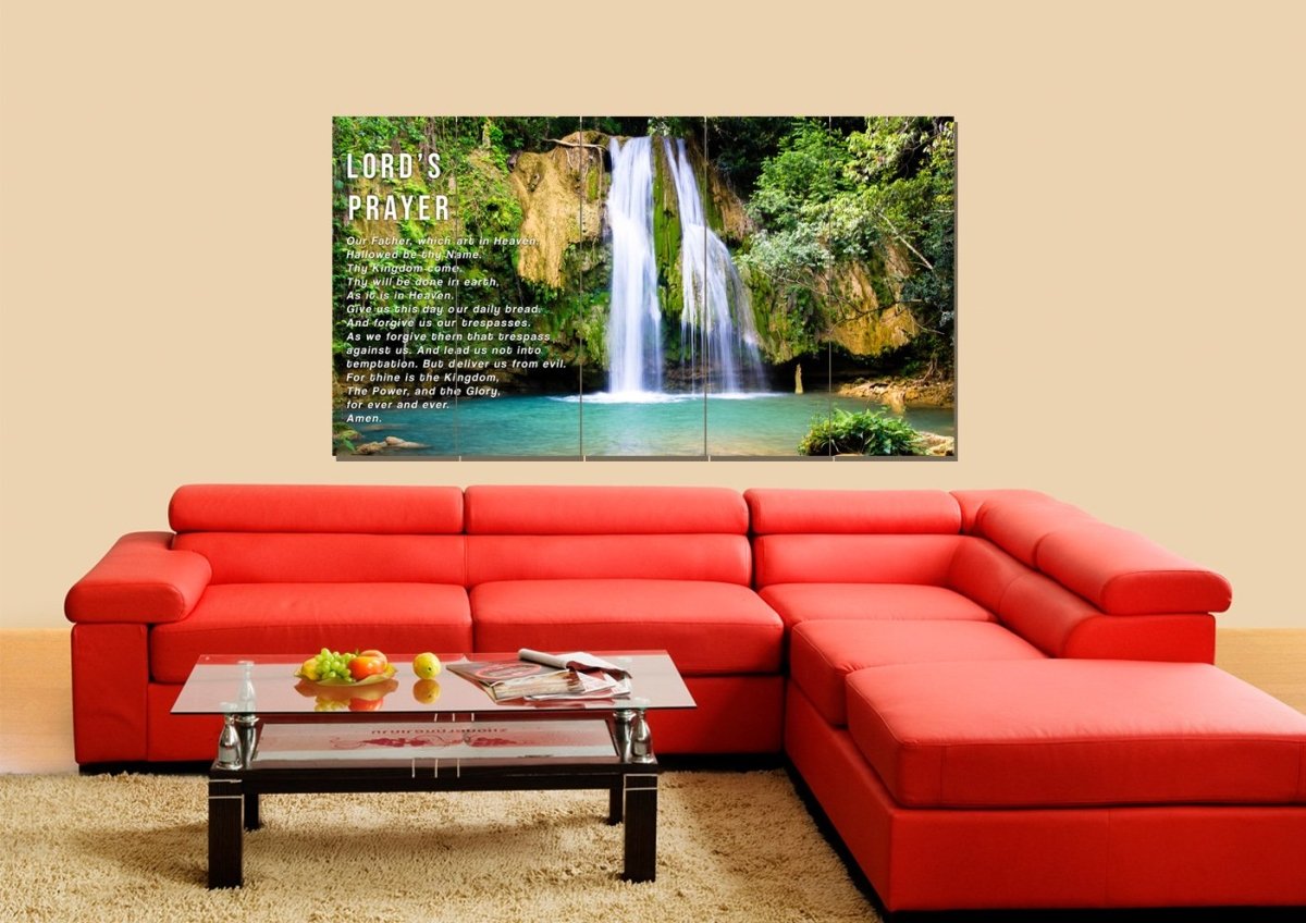 Waterfalls & The Lords Prayer Wall Art - Christian Canvas Wall Art