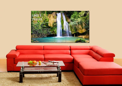 Waterfalls & The Lords Prayer Wall Art - Christian Canvas Wall Art
