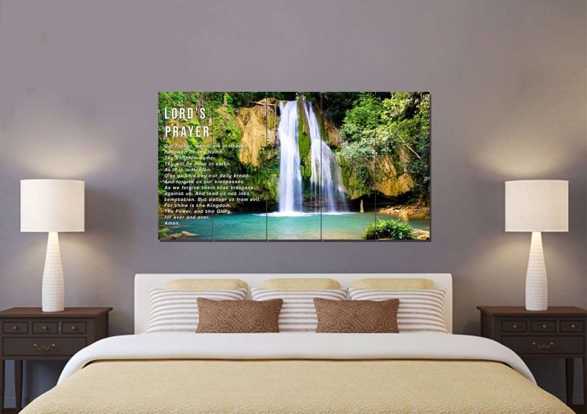 Waterfalls & The Lords Prayer Wall Art - Christian Canvas Wall Art