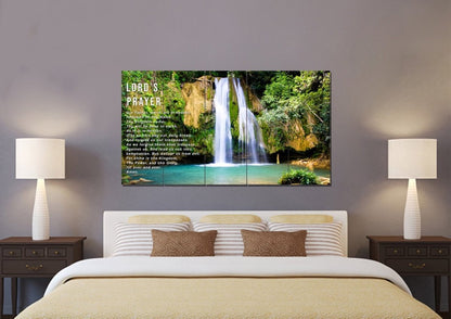 Waterfalls & The Lords Prayer Wall Art - Christian Canvas Wall Art