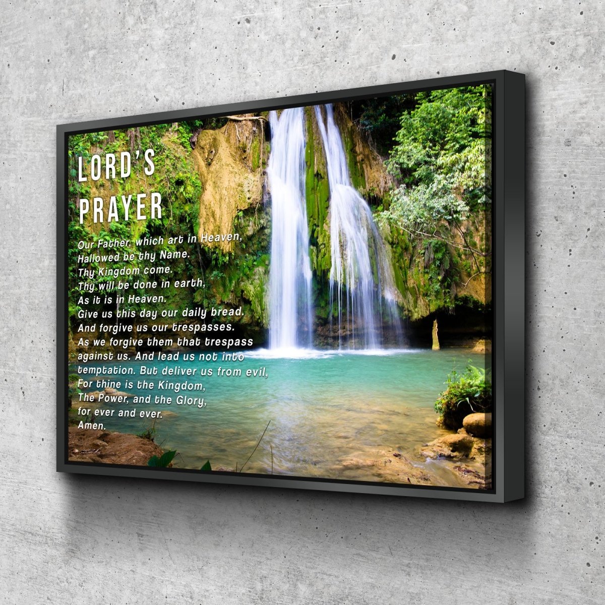 Waterfalls & The Lords Prayer Wall Art - Christian Canvas Wall Art