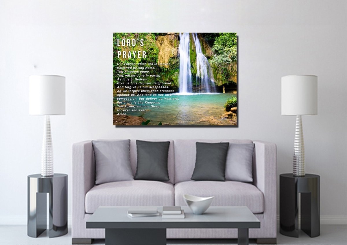 Waterfalls & The Lords Prayer Wall Art - Christian Canvas Wall Art