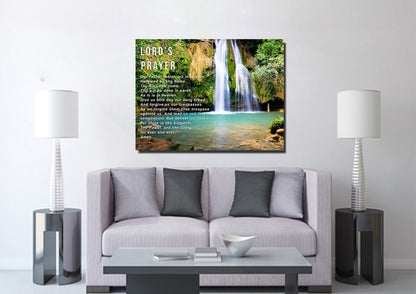 Waterfalls & The Lords Prayer Wall Art - Christian Canvas Wall Art