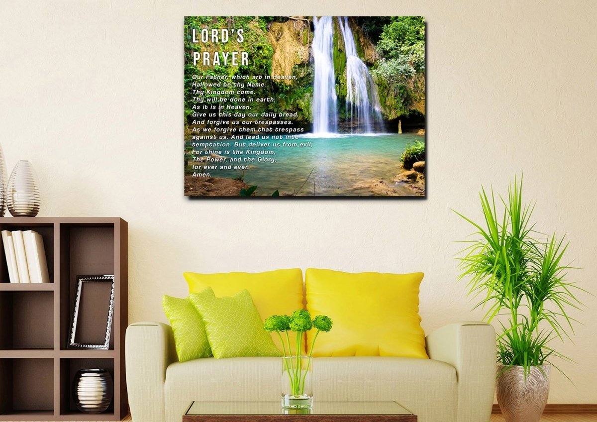 Waterfalls & The Lords Prayer Wall Art - Christian Canvas Wall Art