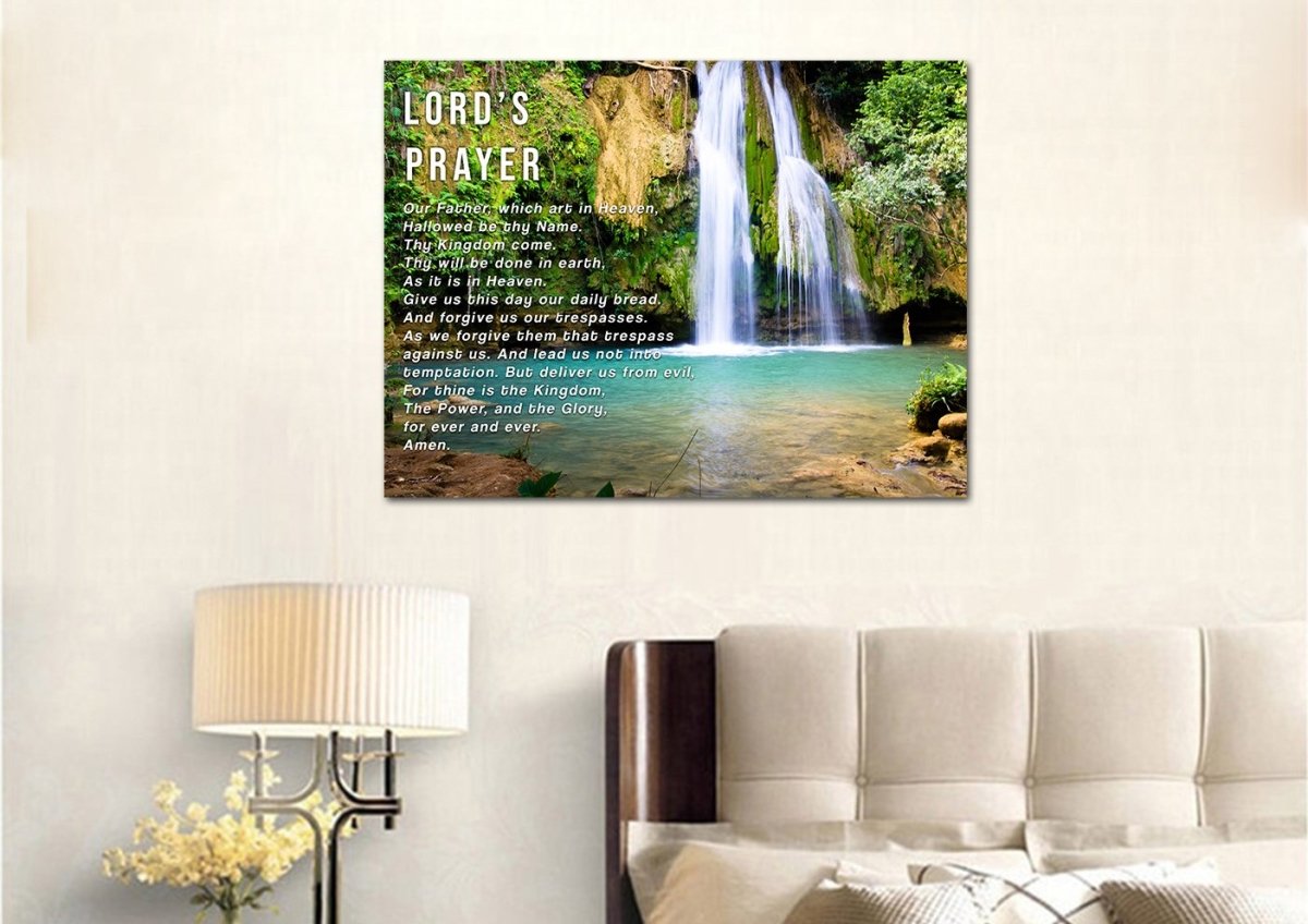 Waterfalls & The Lords Prayer Wall Art - Christian Canvas Wall Art