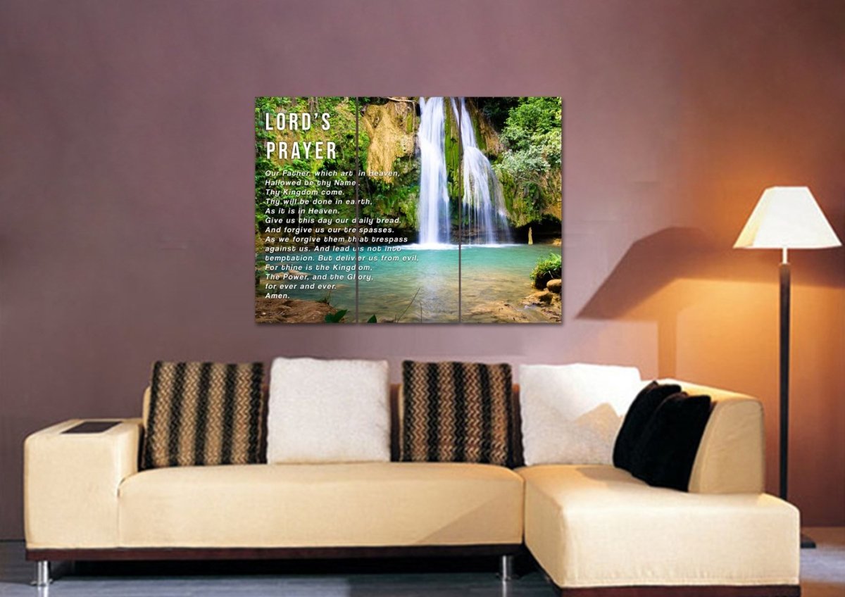 Waterfalls & The Lords Prayer Wall Art - Christian Canvas Wall Art