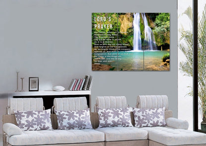 Waterfalls & The Lords Prayer Wall Art - Christian Canvas Wall Art