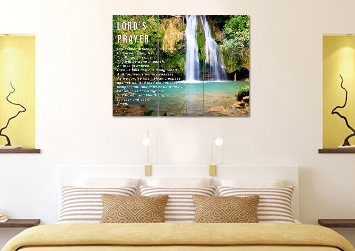 Waterfalls & The Lords Prayer Wall Art - Christian Canvas Wall Art