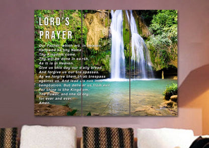 Waterfalls & The Lords Prayer Wall Art - Christian Canvas Wall Art