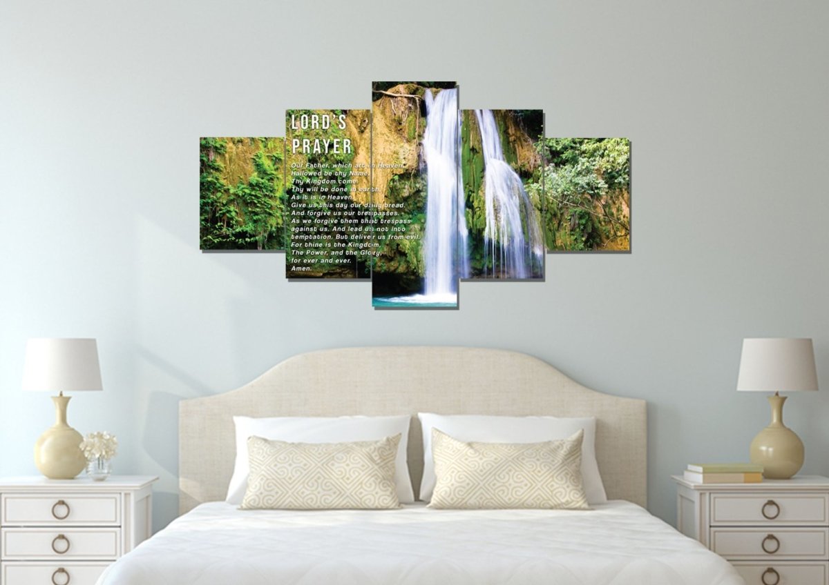 Waterfalls & The Lords Prayer Wall Art - Christian Canvas Wall Art