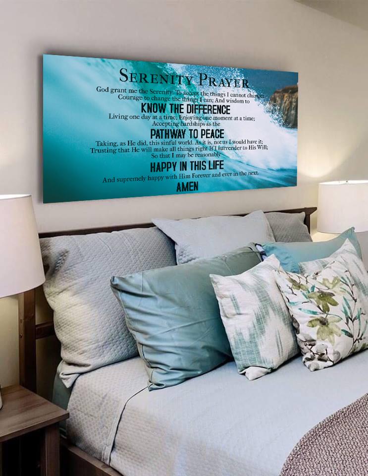 Waves Serenity Prayer Wall Art - Christian Canvas Wall Art