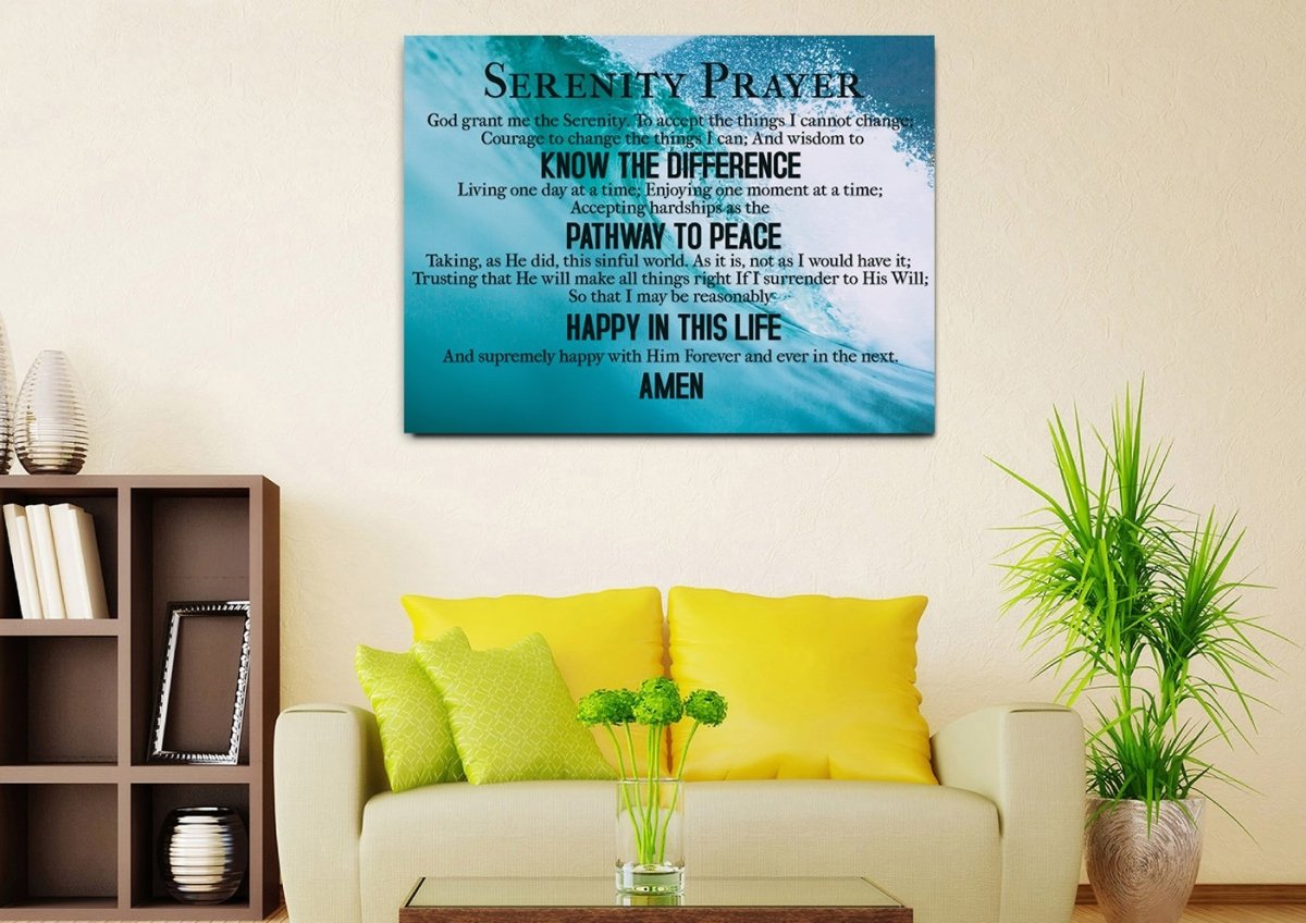 Waves Serenity Prayer Wall Art - Christian Canvas Wall Art