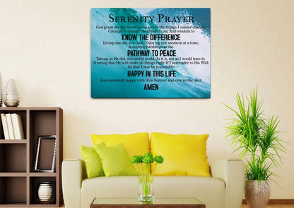 Waves Serenity Prayer Wall Art - Christian Canvas Wall Art