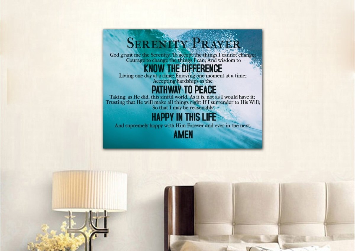 Waves Serenity Prayer Wall Art - Christian Canvas Wall Art