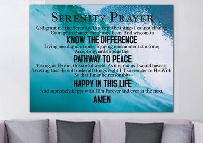 Waves Serenity Prayer Wall Art - Christian Canvas Wall Art