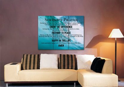 Waves Serenity Prayer Wall Art - Christian Canvas Wall Art