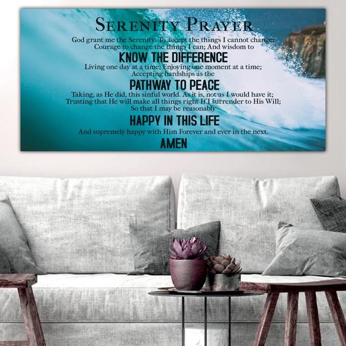 Waves Serenity Prayer Wall Art - Christian Canvas Wall Art