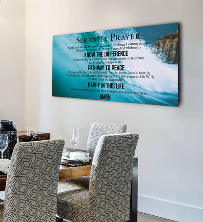 Waves Serenity Prayer Wall Art - Christian Canvas Wall Art