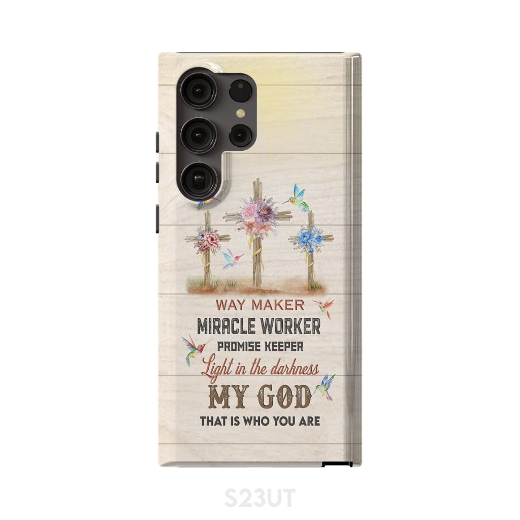 Way Maker Lyrics Three Crosses With Flowers Phone Case - Scripture Phone Cases - Iphone Cases Christian