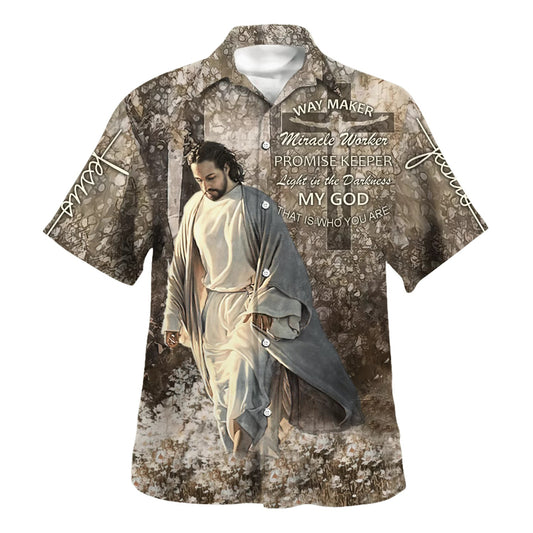 Way Maker Miracle Worke Hawaiian Shirt - Jesus Walking Through The Fields Hawaiian Shirts - Christian Hawaiian Shirt