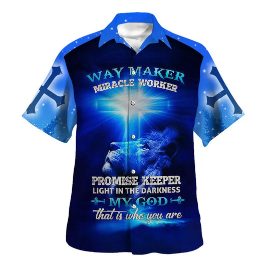 Way Maker Miracle Worked Promise Keeper Hawaiian Shirt - Christian Hawaiian Shirt - Religious Hawaiian Shirts
