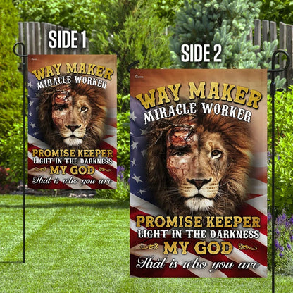 Way Maker Miracle Worker Jesus And Lion House Flag - Christian Garden Flags - Outdoor Religious Flags
