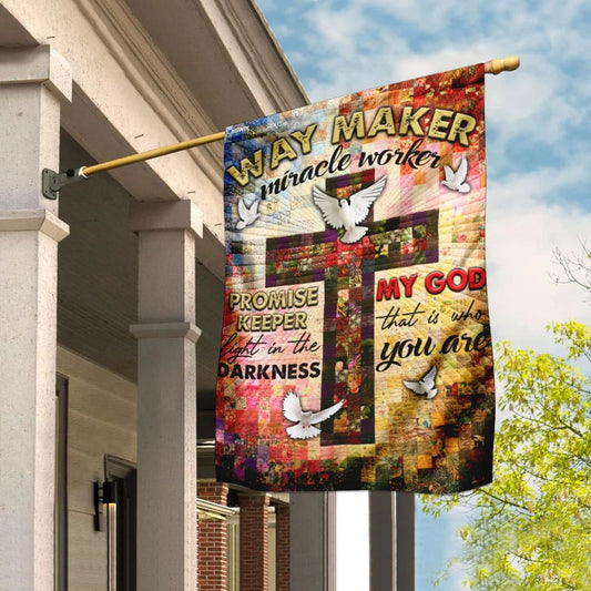 Way Maker Miracle Worker Jesus Christ Cross House Flags - Christian Garden Flags - Outdoor Christian Flag