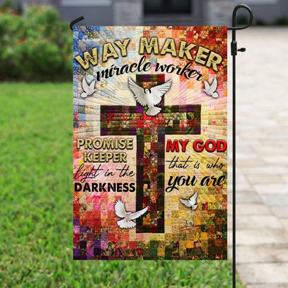 Way Maker Miracle Worker Jesus Christ Cross House Flags - Christian Garden Flags - Outdoor Christian Flag