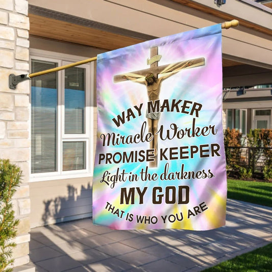 Way Maker Miracle Worker Promise Keeper Light House Flag - Jesus Christ House Flag - Christian Garden Flags - Outdoor Religious Flags