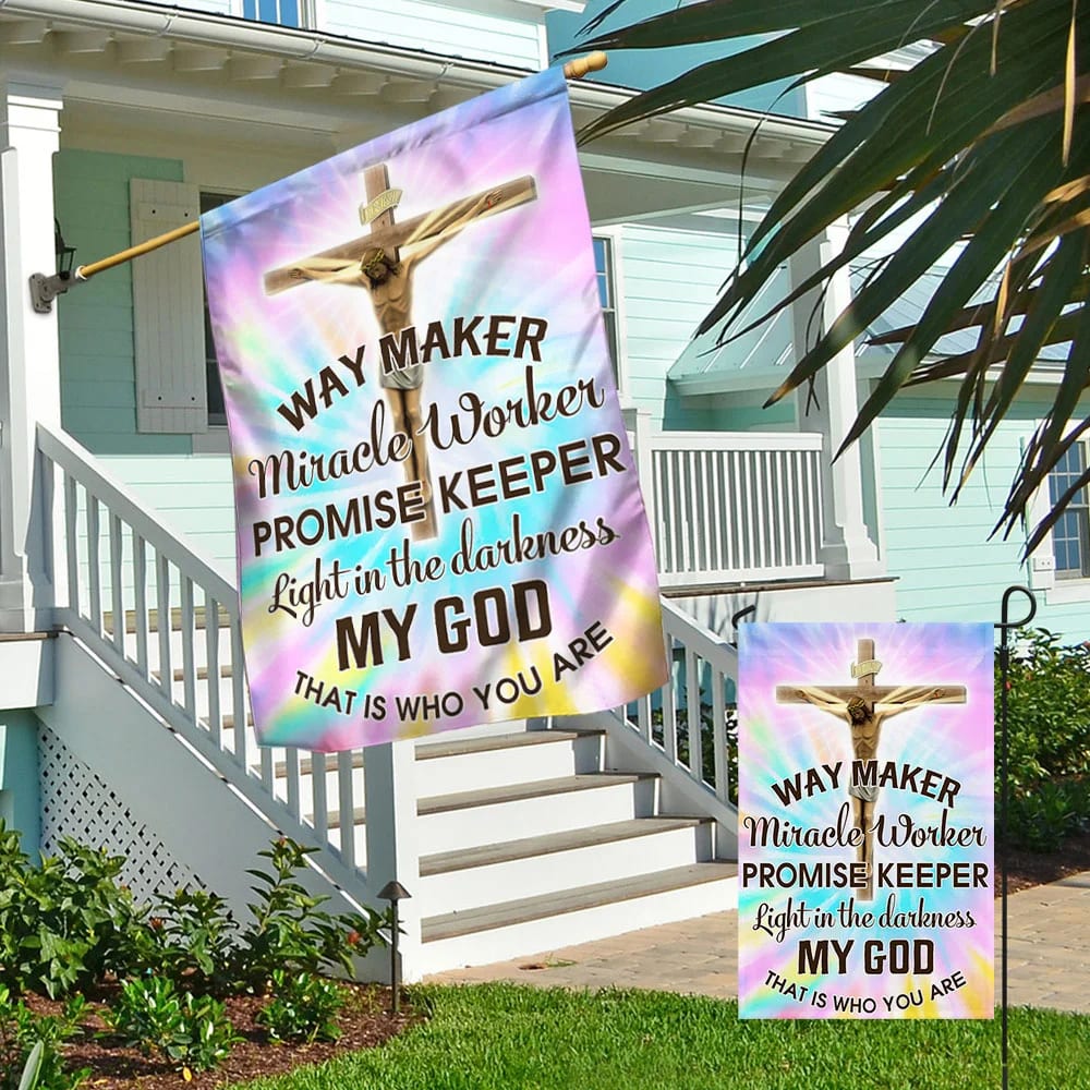 Way Maker Miracle Worker Promise Keeper Light House Flag - Jesus Christ House Flag - Christian Garden Flags - Outdoor Religious Flags