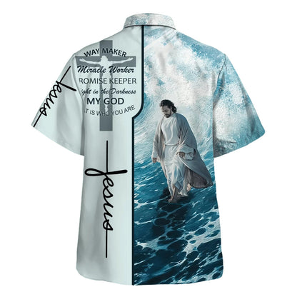 Way Maker Miracle Worker Promise Keeper Light In The Darkness Jesus Walking On Water Hawaiian Shirt - Christian Hawaiian Shirt - Best Hawaiian Shirts