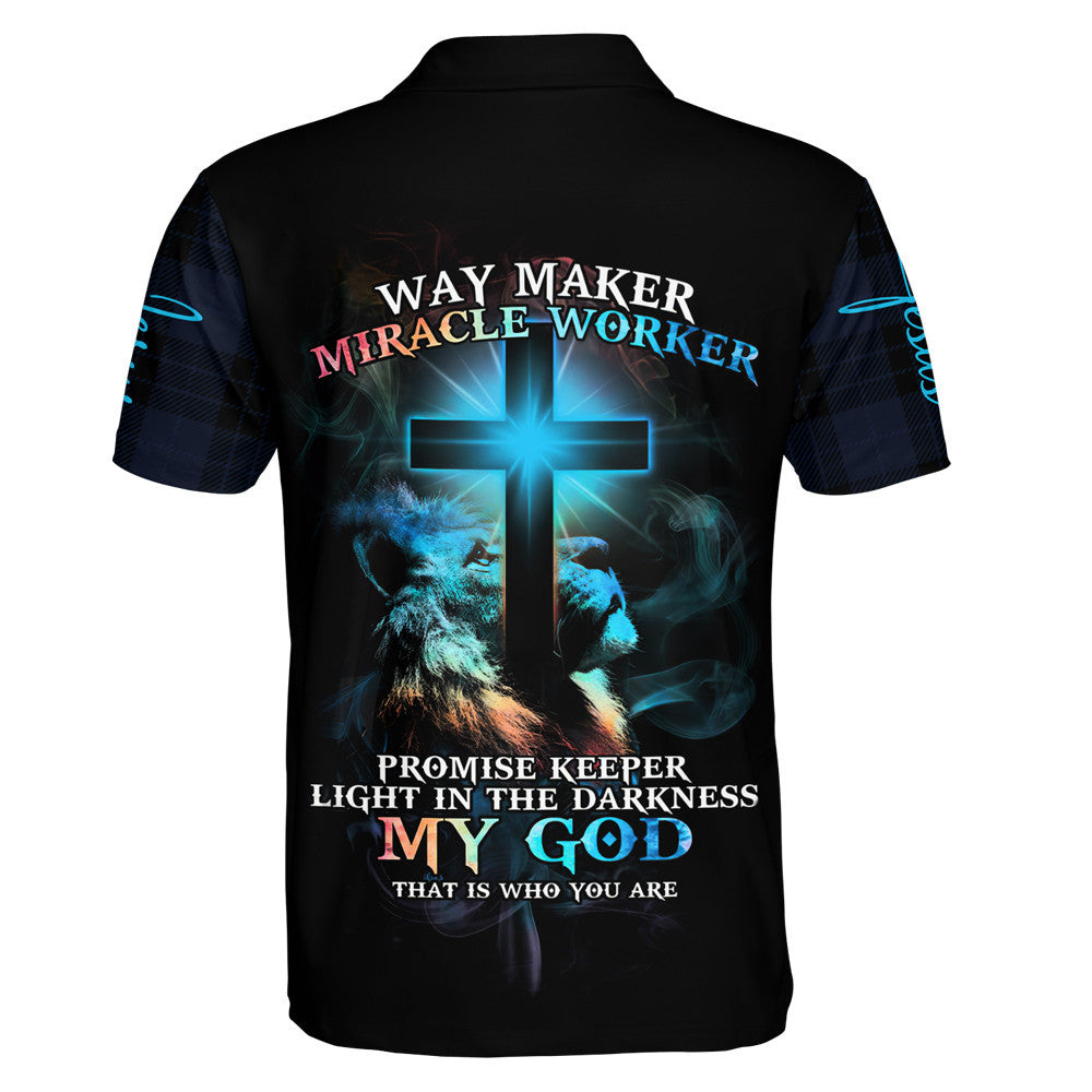 Way Maker Miracle Worker Promise Keeper Light In The Darkness My God Polo Shirt - Christian Shirts & Shorts