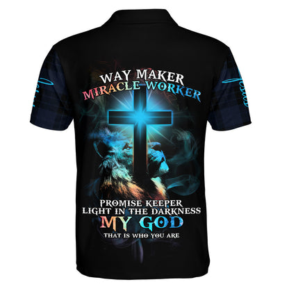 Way Maker Miracle Worker Promise Keeper Light In The Darkness My God Polo Shirt - Christian Shirts & Shorts