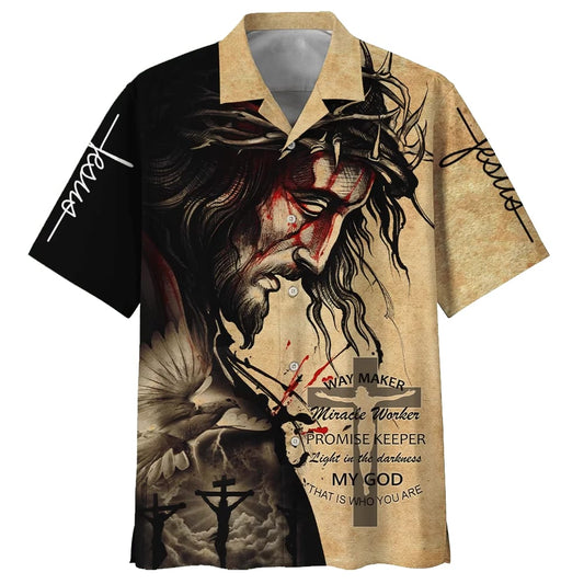 Way Maker Miracle Worker Promise Keeper Light In The Darkness My God That Is Who You Are Jesus Hawaiian Shirt - Best Hawaiian Shirts - Christian Hawaiian Shirt