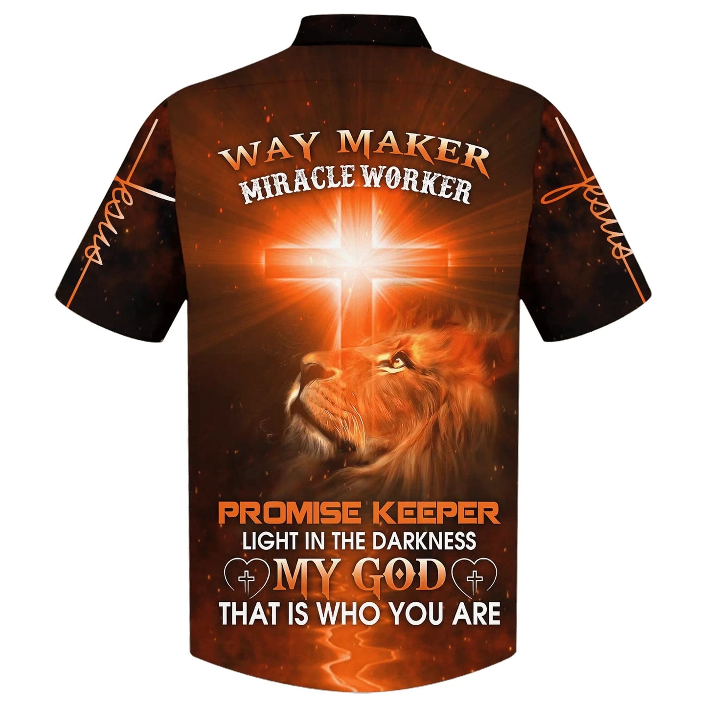 Way Maker Miracle Worker Promise Keeper Light In The Darkness My God That Is Who You Are Lion Cross Hawaiian Shirt - Best Hawaiian Shirts - Christian Hawaiian Shirt