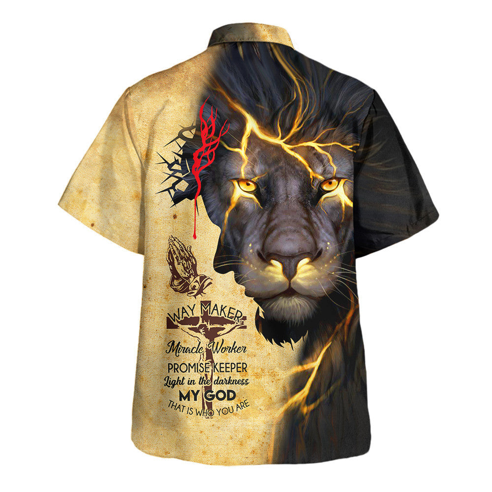 Way Maker Miracle Worker Promise Keeper Light In The Darkness My God That Is Who You Are Lion Hawaiian Shirt - Christian Hawaiian Shirt - Religious Hawaiian Shirts