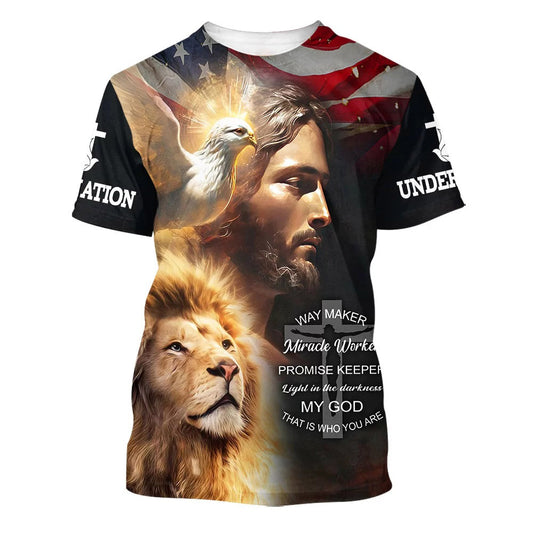 Way Maker Miracle Worker Promise Keeper Light Jesus 3d All Over Print Shirt - Christian 3d Shirts For Men Women