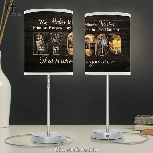 Way Maker Miracle Worker Table Lamp - Jesus Lion Of Judah Lamb Of God Table Lamp Art - Christian Lamp Art Decor - Bible Verse Table Lamp